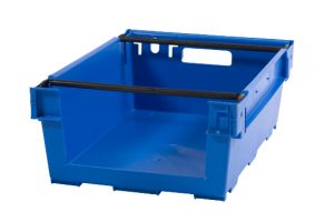 Plastic container with movable arms and picking window 600x400x200 mm