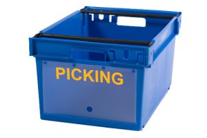 Plastic container with movable arms and dust flap 600x400x300 mm