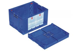 Foldable plastic container with flap 800x600x465 mm