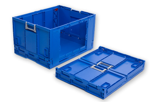 Folding plastic containers